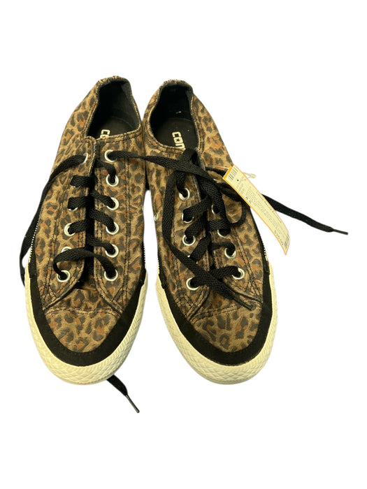 Converse Shoe Size 8.5 Brown & Black Textile Leopard Low Top Zipper Detail Shoes Brown & Black / 8.5