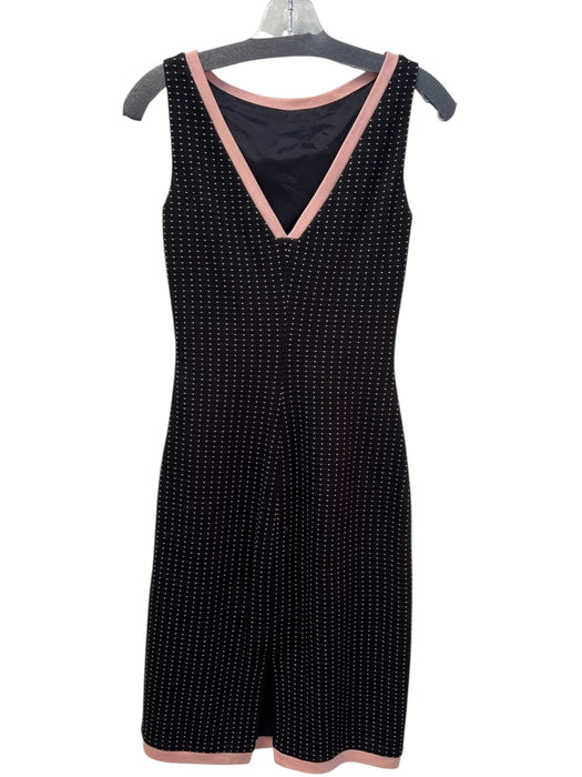 Kay Unger Size 2 black and pink Cotton Boat Neck V Back Polka dot Dress black and pink / 2