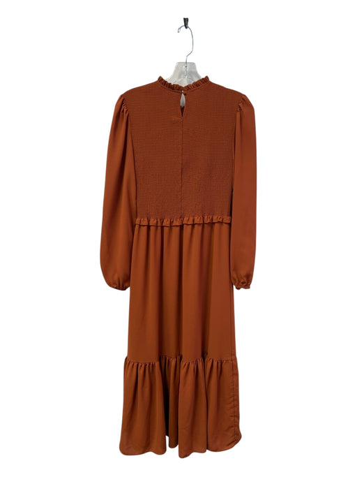 Nanette Nanette Lepore Size 6 Terra Cotta Red Polyester Ruffle Neck Midi Dress Terra Cotta Red / 6