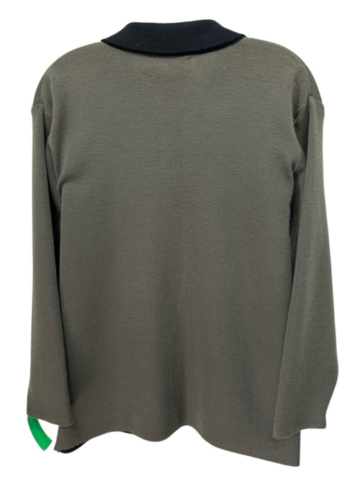 Chaohu Size L/XL Black & Green Wool Flower embroidered Colorblock Cardigan Black & Green / L/XL