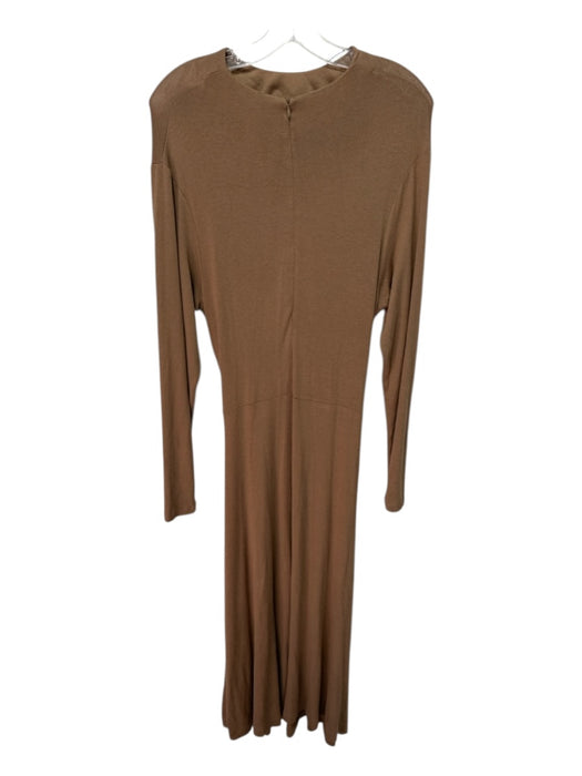 Vince Size L Caramel Brown Rayon Blend Twist Waist Back Zip Maxi Dress Caramel Brown / L