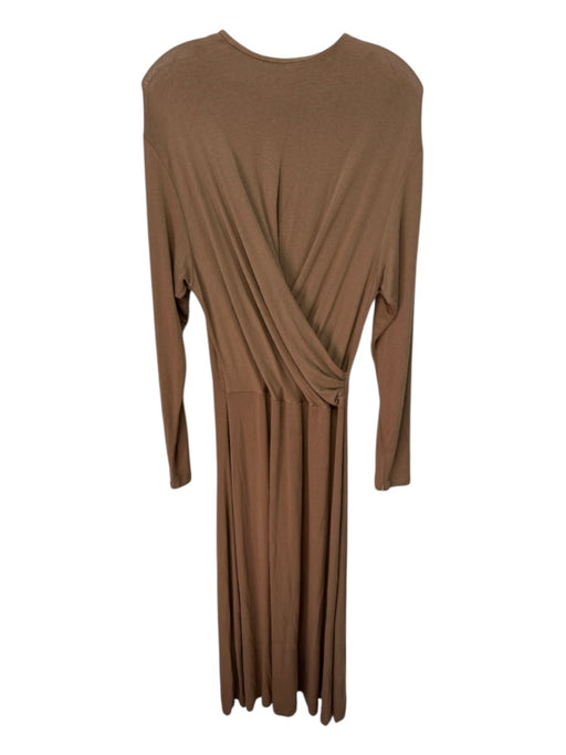 Vince Size L Caramel Brown Rayon Blend Twist Waist Back Zip Maxi Dress Caramel Brown / L