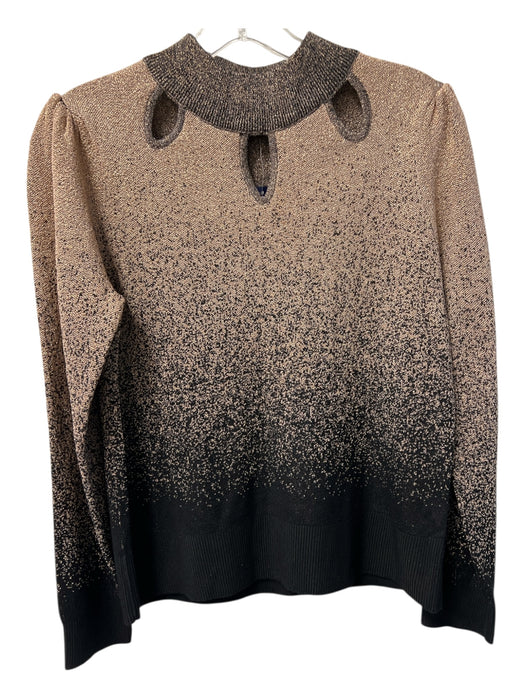 Adrienne Vittadini Size S Brown & Black Rayon Long Sleeve Ombre high neck Top Brown & Black / S