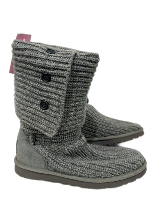 Ugg Shoe Size 8 Gray Cotton Blend Knit foldover Button Detail Slouchy Boots Gray / 8