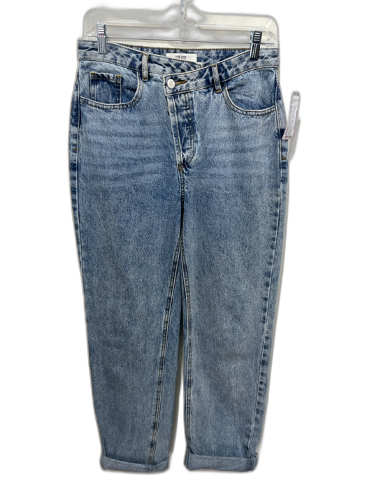 12th Tribe Size 27 Light Wash Cotton Denim Asymmetrical Button High Waist Jeans Light Wash / 27