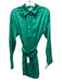 12th Tribe Size S Emerald Green Polyester Floral Jacquard Collared Belted Top Emerald Green / S