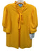 CeCe Size L Marigold Yellow Polyester Blend Textured Short Puff Sleeve Top Marigold Yellow / L
