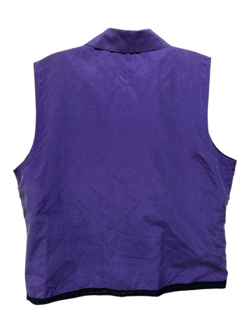 Halston Size L Purple Silk Zip Front Collared Front Pockets Vest Purple / L