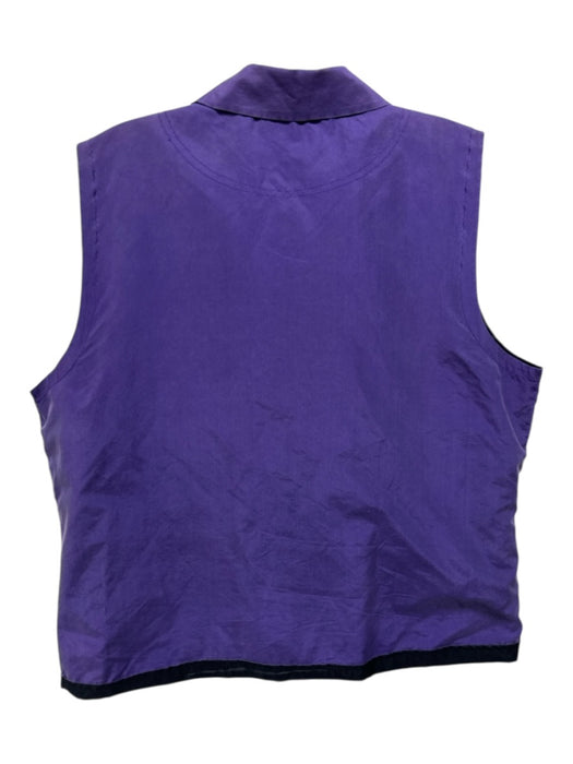 Halston Size L Purple Silk Zip Front Collared Front Pockets Vest Purple / L