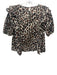 English Factory Size M Beige, Brown & Black Cotton Leopard Short Puff Sleeve Top Beige, Brown & Black / M