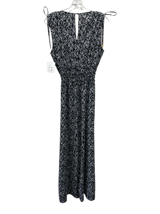 Ellen Tracy Size S Black & White Polyester Blend Botanical Sleeveless Jumpsuit Black & White / S