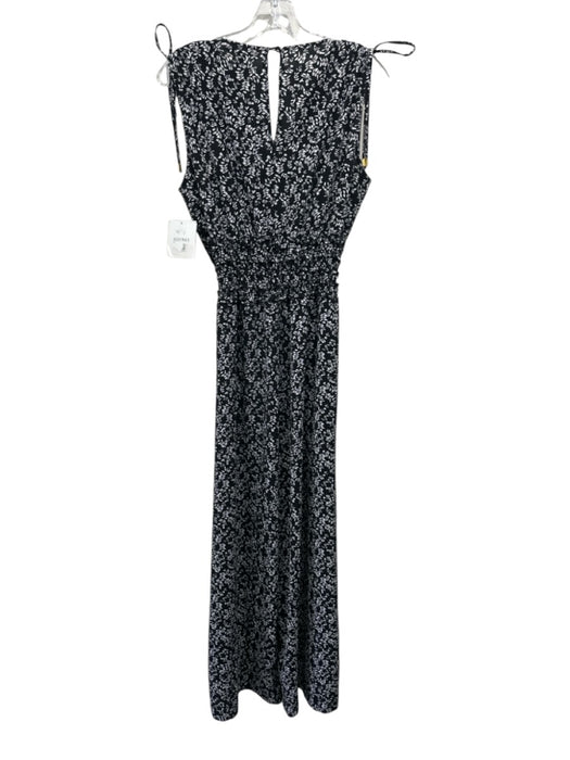 Ellen Tracy Size S Black & White Polyester Blend Botanical Sleeveless Jumpsuit Black & White / S