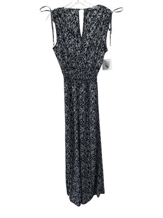 Ellen Tracy Size S Black & White Polyester Blend Botanical Sleeveless Jumpsuit Black & White / S