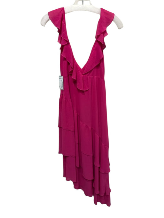 Show Me Your Mumu Size S Hot pink Polyester Sleeveless Ruffles V Neck Midi Dress Hot pink / S
