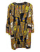 Trina Turk Size M Black, Yellow, Beige Silk & Spandex 3/4 Bell Sleeve Dress Black, Yellow, Beige / M