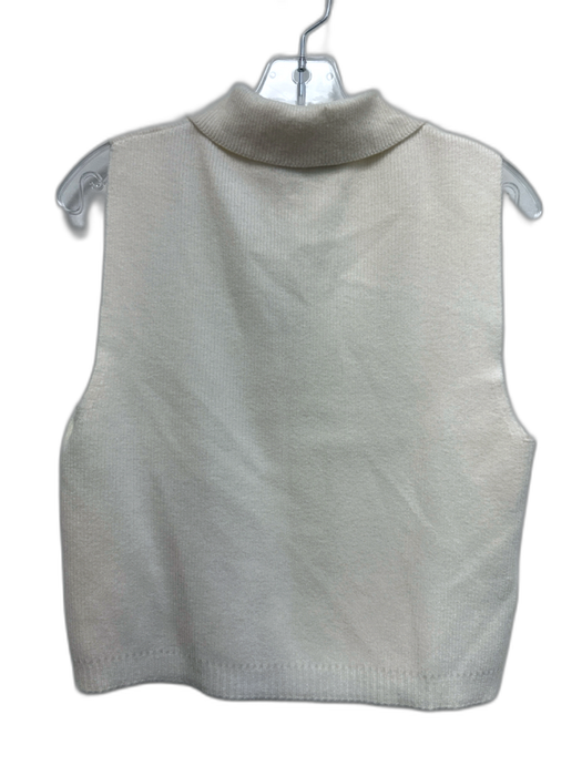 Mango Size XS Cream White Viscose & Polyester Knit Sleeveless Collar Top Cream White / XS