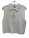 Mango Size XS Cream White Viscose & Polyester Knit Sleeveless Collar Top Cream White / XS