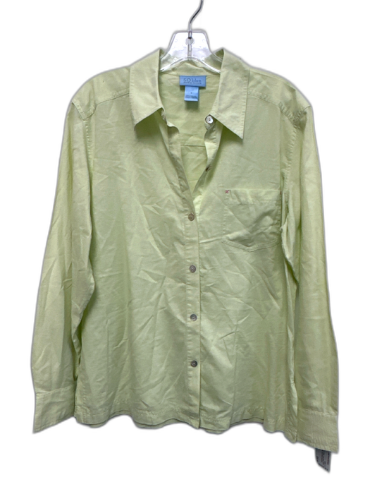 Sigrid Olsen Size M Light Green Cotton Long Sleeve Button Down Collar Top Light Green / M
