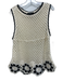 Karen Kane Size S/M Black & Cream White Cotton Crochet Knit scallop trim Top Black & Cream White / S/M