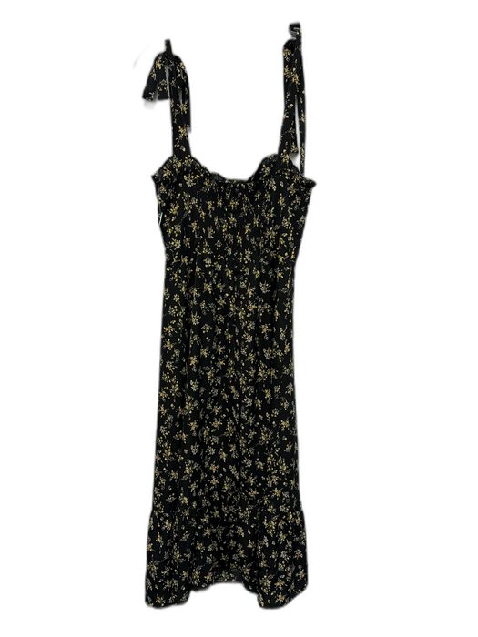 O.P.T. Size M Black & Yellow Polyester Floral Tie Straps Ruffle Trim Dress Black & Yellow / M