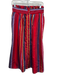 Mango Size S Red, Purple & Tan No Fabric Tag Striped Ruffle Trim Belted Skirt Red, Purple & Tan / S