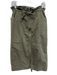 Free People Size XS Army Green Cotton & Nylon Ruffle Trim Zip Up Midi Skirt Army Green / XS