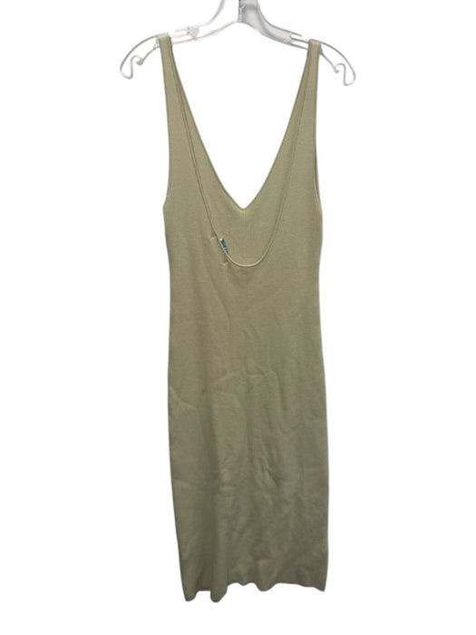 Free People Beach Size S Yellow Beige Cotton & Viscose Blend Rib Knit Dress Yellow Beige / S