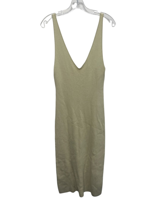 Free People Beach Size S Yellow Beige Cotton & Viscose Blend Rib Knit Dress Yellow Beige / S