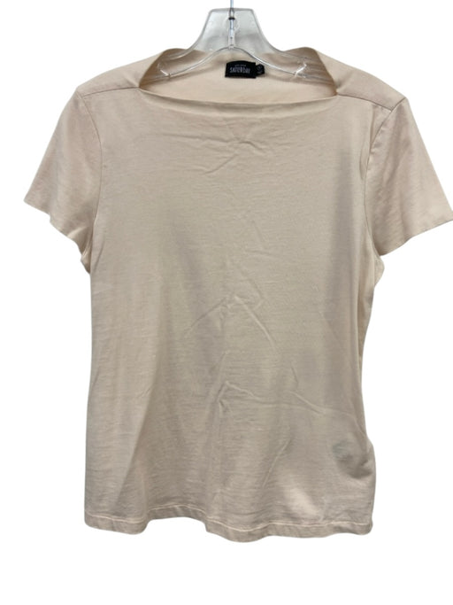 Kate Spade Saturday Size M Cream Cotton Square Neck Short Sleeve Top Cream / M