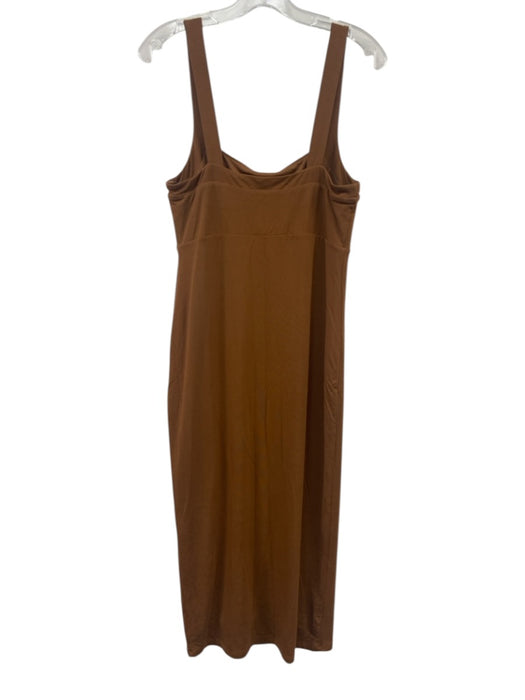 Good American Size 3 Brown Rayon Blend Sleeveless Solid Midi Dress Brown / 3