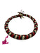 No Brand White, Red & Blue Leather Brass Choker Necklace White, Red & Blue