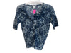 Issey Miyake Size 2 Blue Nylon Short Sleeve Sheer Floral Cowl Neck Top Blue / 2