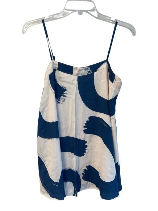 Maeve Size XS Cream & Blue Viscose Spaghetti Strap Square Neck Lined Top Cream & Blue / XS