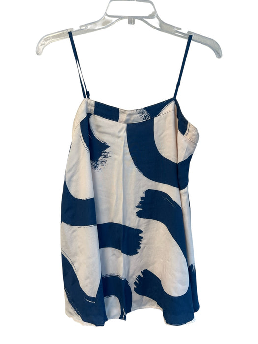 Maeve Size XS Cream & Blue Viscose Spaghetti Strap Square Neck Lined Top Cream & Blue / XS