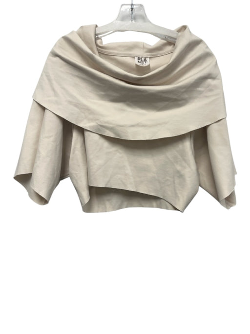 Planet by Lauren G Size S Cream Polyester Wide Sleeve Cropped Chimney Neck Top Cream / S
