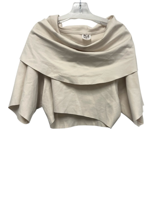 Planet by Lauren G Size S Cream Polyester Wide Sleeve Cropped Chimney Neck Top Cream / S