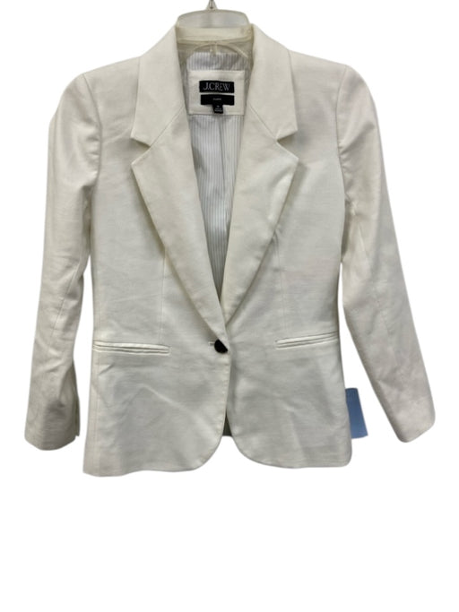 J. Crew Size 00 White Linen Blend Button Button Collar Blazer White / 00