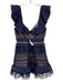 Self Portrait Size 4 Navy Eyelet Lattice Ruffled Scallop Dress Navy / 4
