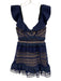 Self Portrait Size 4 Navy Eyelet Lattice Ruffled Scallop Dress Navy / 4