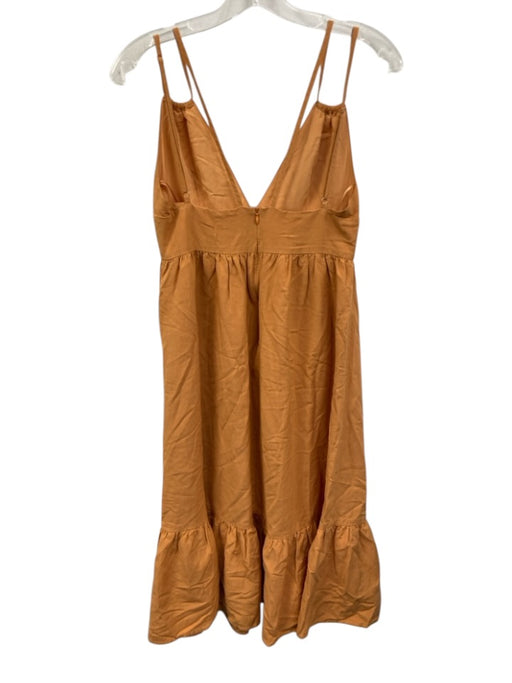 Le Lis Size S Mustard Yellow Rayon Blend Spaghetti Strap Tiered Back Zip Dress Mustard Yellow / S