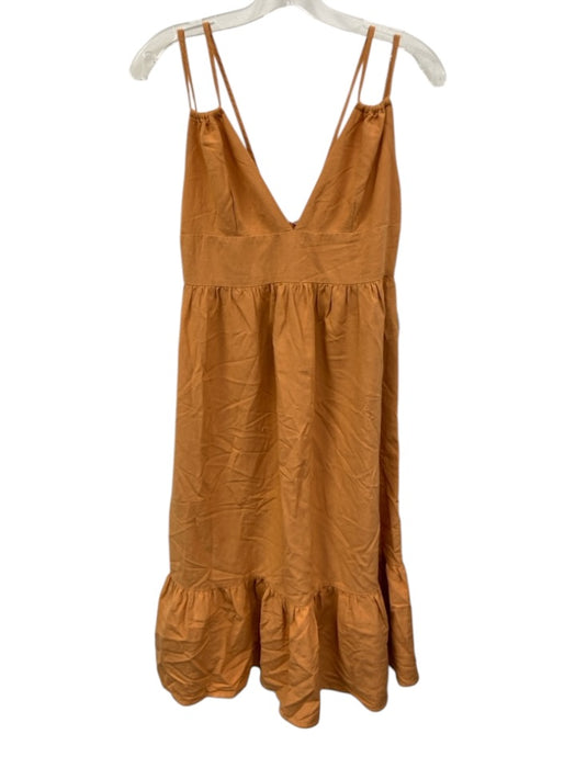 Le Lis Size S Mustard Yellow Rayon Blend Spaghetti Strap Tiered Back Zip Dress Mustard Yellow / S