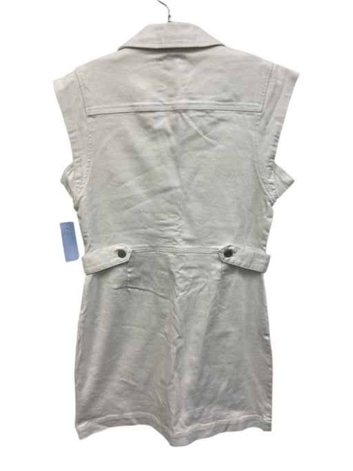 Habitual Size S White Denim Sleeveless Button Up & Collar Patch Pocket Dress White / S
