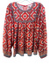 avara Size S Red, Blue & White Polyester Round Neck Semi-Sheer Flowy Top Red, Blue & White / S