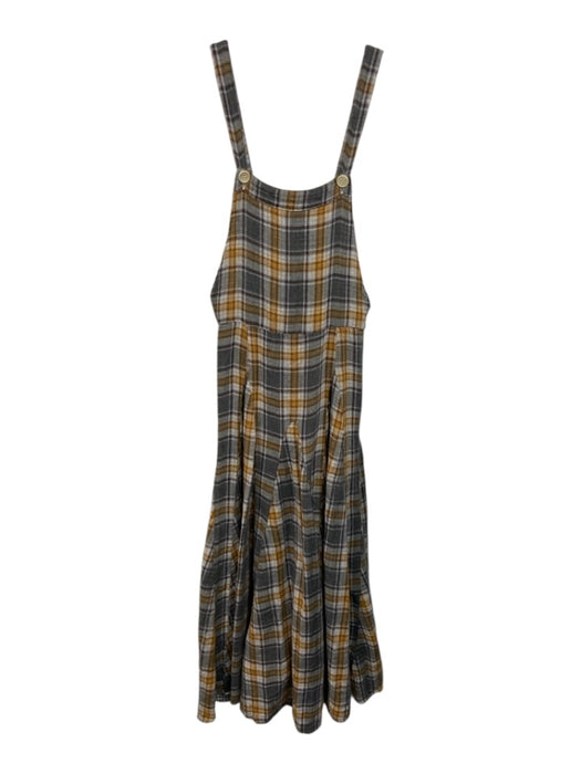 Free People x CP Shades Size XS Gray, White & Brown Cotton Plaid Godet hem Dress Gray, White & Brown / XS