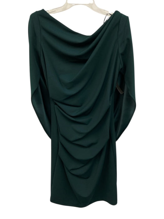 Betsy & Adam Size 10 Emerald Green Polyester Blend Cape Sleeve Draped Gown Emerald Green / 10