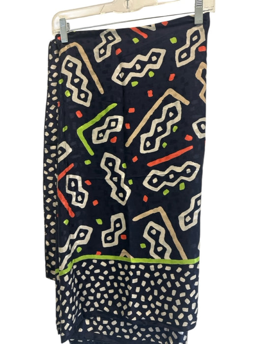 Anne Klein II Midnight Blue, Beige & Multi No Fabric Tag Silk Feel Printed scarf Midnight Blue, Beige & Multi
