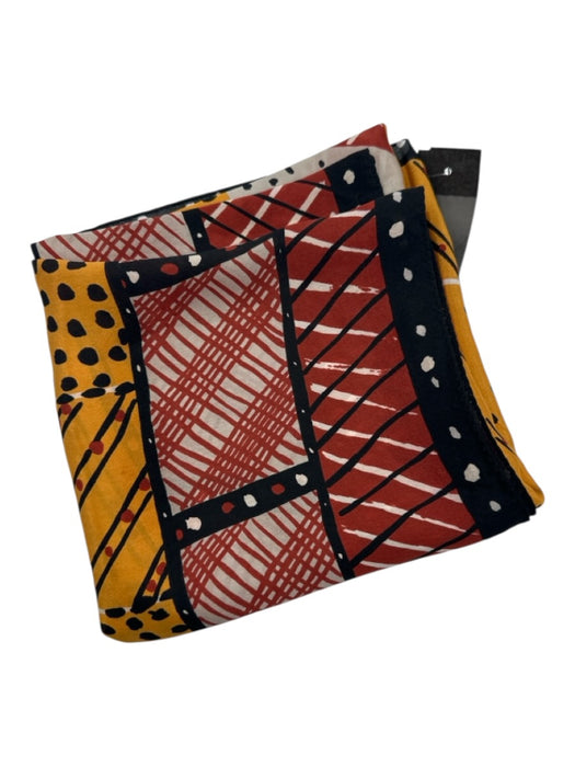 Ken Done Yellow, Black & Multi Silk Abstract Print Geometric Square scarf Yellow, Black & Multi
