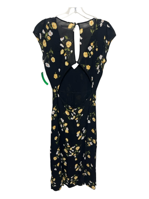 Reformation Size 6 Black, Yellow, Green Viscose Sleeveless Floral Print Dress Black, Yellow, Green / 6