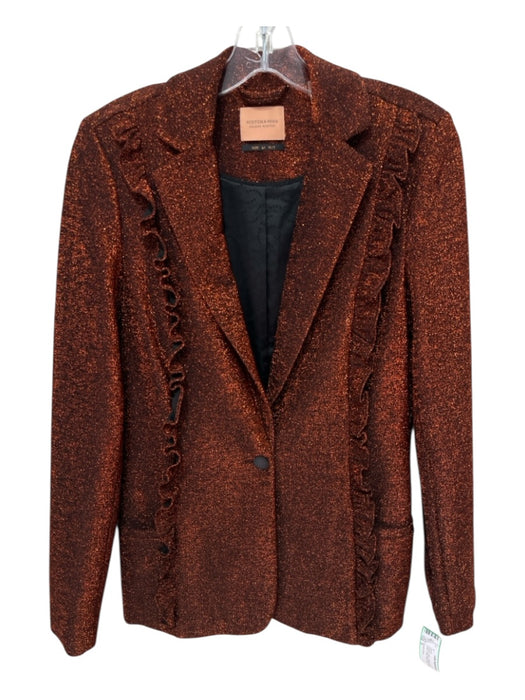 Scotch & Soda Size S Orange & Black Polyester Sparkle One Button Blazer Jacket Orange & Black / S