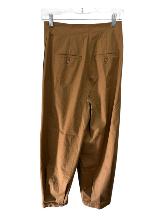 MaxMara Size 4 Brown Cotton Pleat Detail Zip Fly Pockets Barrel Pants Brown / 4